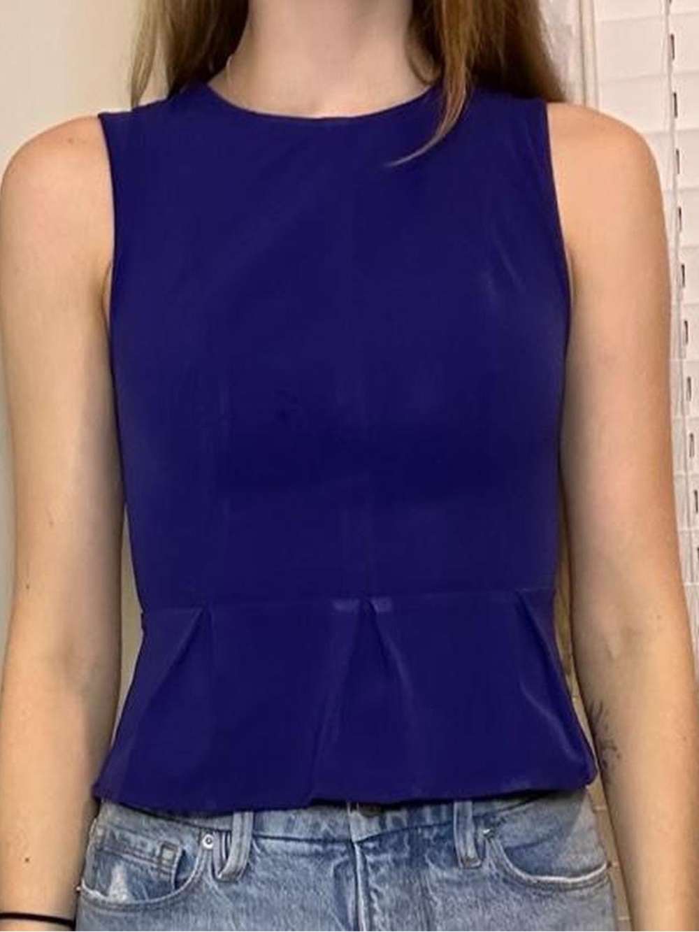 Kimchi Blue Sleeveless Peplum Tank in Deep Blue